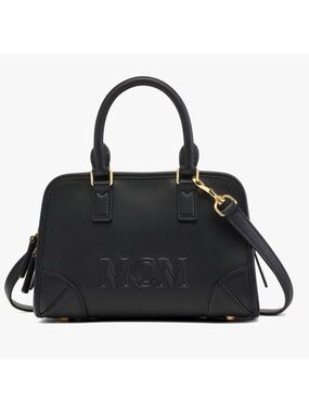 MCM Boston Embossed Leather Bag - Black- NWT with Original Dust Bag